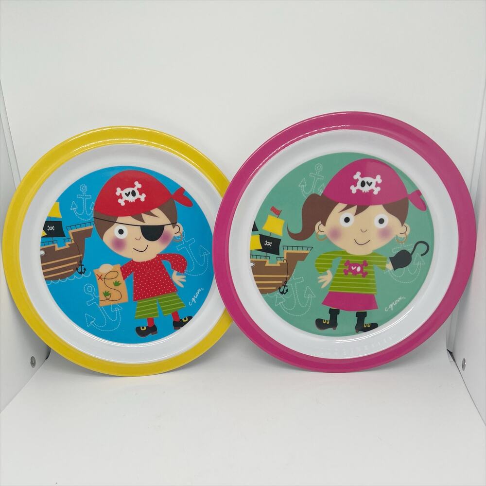NEW Set of 2 Citrus Grove Pirate Themed Plastic Dinner Plates for Boy and Girl